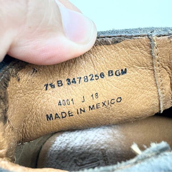 Frye Carson Piping Boho Bootie Distressed Ankle Boot In Black Suede Size 7.5 - Picture 12 of 12